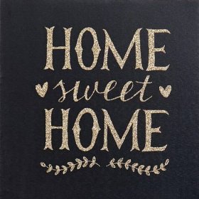 Obraz na plátně, s glitter efektem Home Sweet Home, 28 x 28 cm