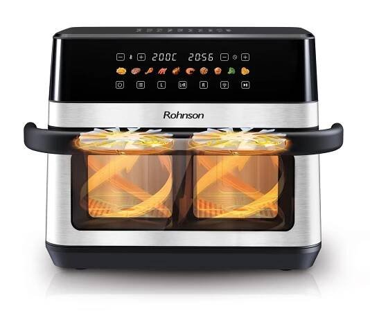 Horkovzdušná fritéza s dvojitým košem R-2872 – 12 l / 2 x 6 l - Rohnson eshop