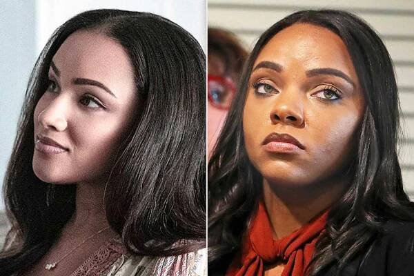 Jaylen Barron stars as Shayanna Jenkins in American Sports Story: Aaron Hernandez.; A press conference is held at the law office of Attorney Jose Baez, left, to announce that a lawsuit will be filed against the National Football League and the New England Patriots on behalf of the daughter of the late Aaron Hernandez, claiming that the former tight end suffered from chronic traumatic encephalopathy (CTE), in Boston on Sep. 21, 2017. Shayanna Jenkins, the fiancee of the late Hernandez is pictured at right. Hernandez was convicted in 2015 of the June 2013 murder of Odin L. Lloyd, but was acquitted in April on charges of killing Daniel de Abreu and Safiro Furtado in Boston in July 2012. He hanged himself five days after the acquittal inside his Shirley prison cell, where he was serving a life sentence for the Lloyd murder