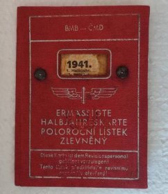 PRŮKAZKA-POLOROČNÍ LÍSTEK ZLEVNĚNÝ PROTEKTORÁT ČECHY A MORAVA 1941 - Sběratelství dopravy