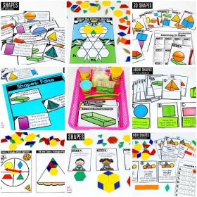 First Grade Geometry Math Centers Collage