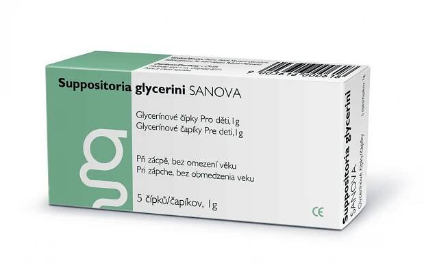 SUPP.GLYCERINI SANOVA Glycerín.čípky Děti 1g 5ks