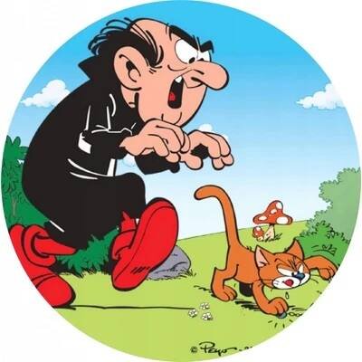 Jedlý papír - obrázek na dort - kruh: ŠMOULOVÉ - GARGAMEL