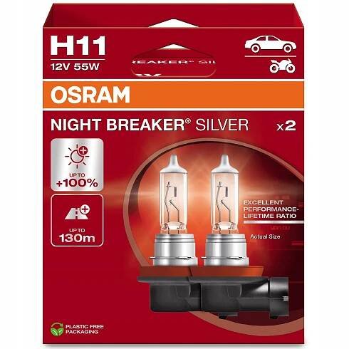 OSRAM H11 NIGHT BREAKER SILVER +100% 130m DUOBOX