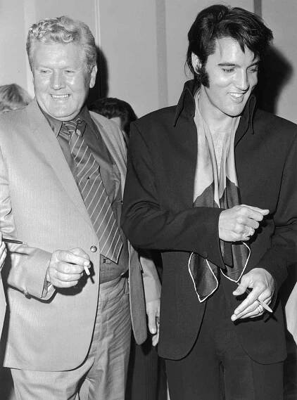 Elvis Presley and his father, Vernon Presley, in 1970