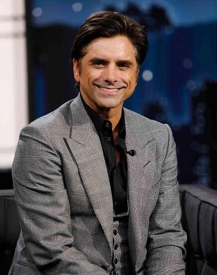 John Stamos Smiling Plaid Suit on "Jimmy Kimmel Live!"