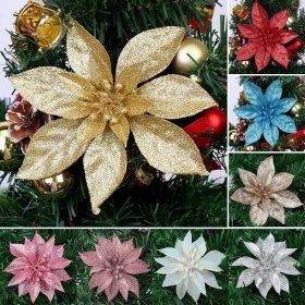 1/10 ks vánoční velká vánoční hvězda třpytivá falešná květinová výzdoba vánoční stromeček závěsná ozdoba party akce potřeby