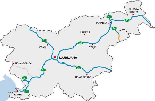 Mapa slovinské dálniční sítě