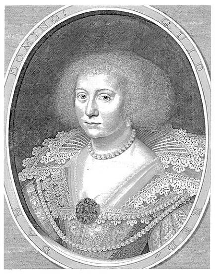 Portrait of Amalia in an oval with edge lettering. In the bottom margin four lines of Latin text. — Stock obrázek