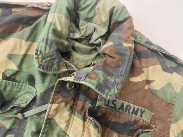 Originál US Army bunda M65 Woodland , použitá - Sběratelství
