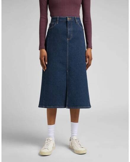 Riflová sukně Lee MIDI SKIRT THATS RIGHT