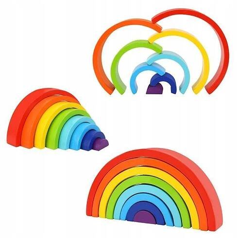 DŘEVĚNÁ SKLÁDAČKA DUHA MONTESSORI FSC STAVEBNICE KREATIVNÍ TOOKY TOY