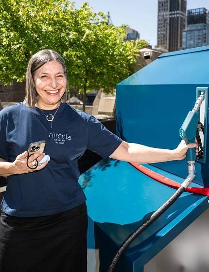 Liz White at Aircela's May 20 launch in New York City.
