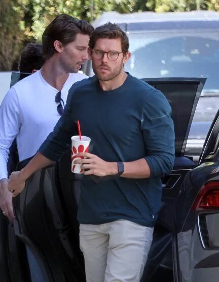 Patrick and Christopher Schwarzenegger arrive at a family lunch in LA on April 20