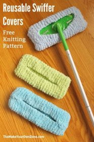 Free knitting pattern for a reusable knit Swiffer cover. Save money and make your own!