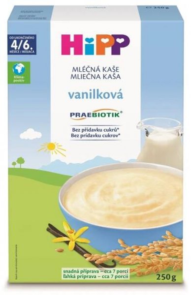 HiPP Mléčná první kaše PRAEBIOTIK pro kojence vanilka 250 g