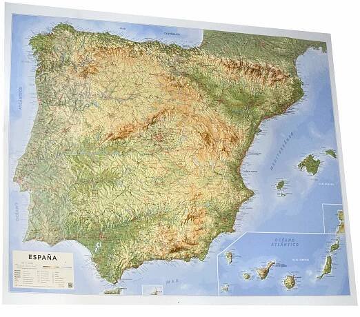 Mapa relieve España Portugal Peninsula Iberica