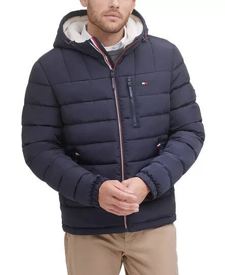 Tommy Hilfiger prošívaná zimní pánská bunda Sherpa tmavě modrá AKCE XXL