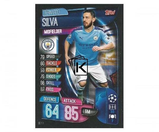 Fotbalová kartička 2019-2020  Topps Champions League Match Attax - Manchester City - Bernardo Silva 8