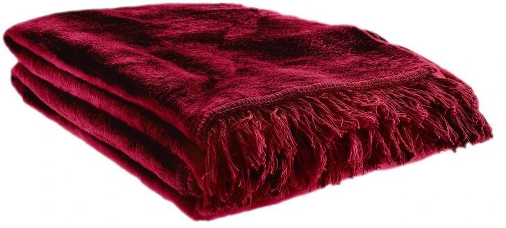 DEKA PŘEHOZ NA POSTEL PLED TLUSTÝ 150x200 cm MĚKKÁ TEPLÁ POHOVKA BORDÓ