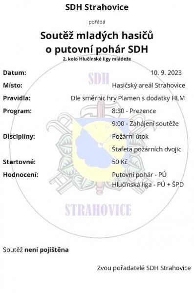Dětská hasičská soutěž - 10. 9. 2023 - SDH Strahovice