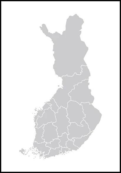 Mapa - Finland - Šedá Plakát (21x29.7 cm (A4))