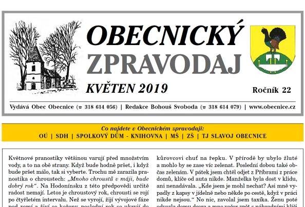 Obecnický zpravodaj - Květen 2019