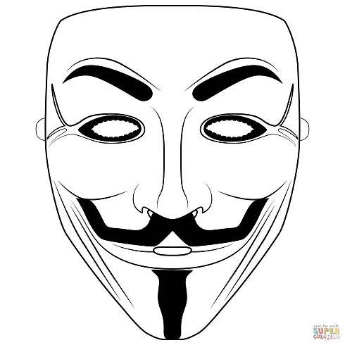Maska Anonymous omalovánka | Omalovánky k Vytisknutí Zdarma