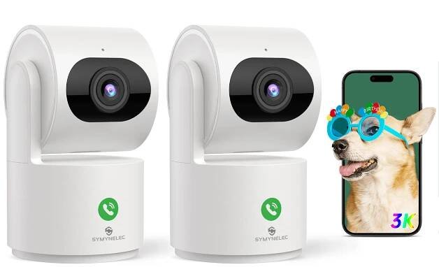 <2.4GHz WiFi> Y3 Indoor Camera for Home Security: 2.4G Wireless WiFi Baby Monitor with Phone App - 3K Smart Video Camera for Room - Pet Dog Kids Monitoring 2Packs