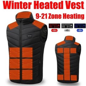 Heated Vest,USB Intelligent Dual Control Switch 9-11-15-21 Zone Heated Vest,Heated Hunting Vest,Winter Men's Women's Warm Vest