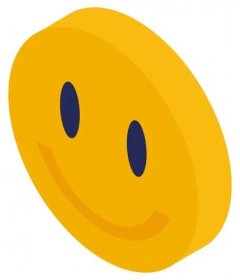 Usmívající se emoji ikona, izometrický styl — Ilustrace