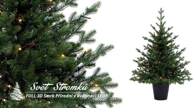Umělý vánoční stromek v květináči FULL 3D Smrk Přírodní 120cm LED100