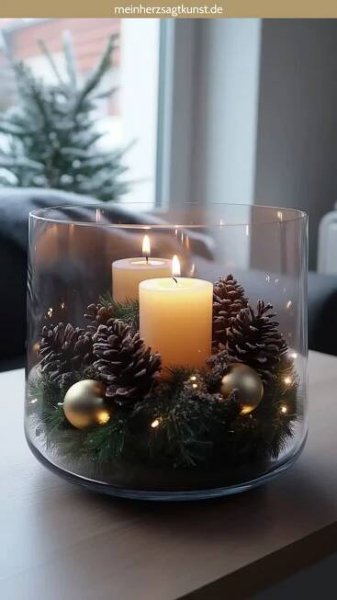Adventsgesteck: 11 schöne und einfache Ideen zum Nachmachen - Mein Herz sagt Kunst | Christmas candle decorations, Christmas table decorations, Christmas decorations diy crafts