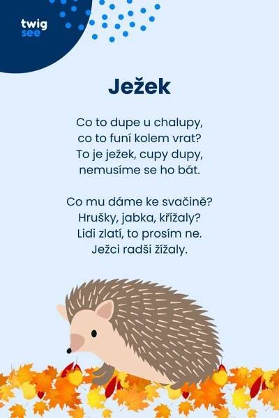 Básnička Ježek | Podzim MŠ | Twigsee in 2024 | Kindergarten activities ...
