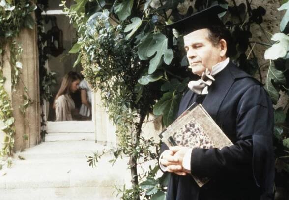 DREAMCHILD, Ian Holm as Lewis Carroll (right), 1985, © Universal