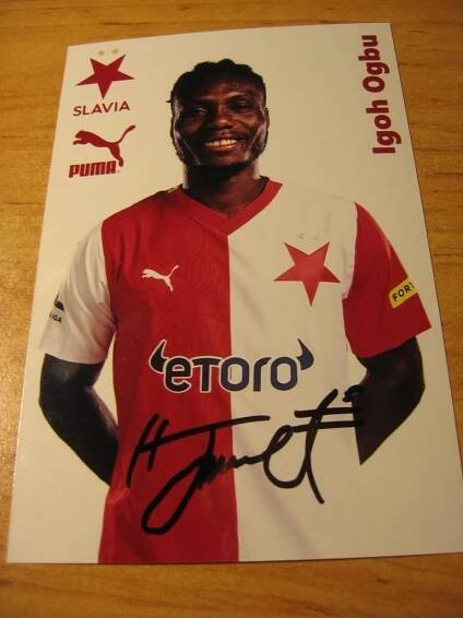 # # # Igoh Ogbu - Slavia Praha - orig. autogram - Ostatní sběratelské předměty