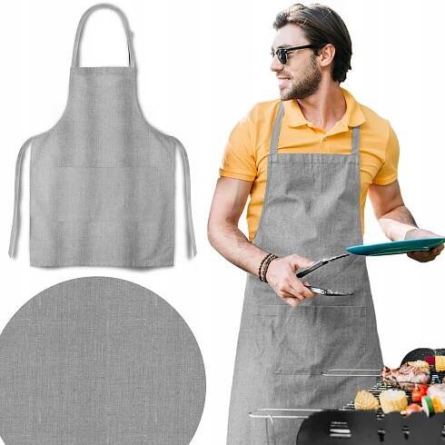 OCHRANNÁ KUCHYŇSKÁ ZÁSTĚRA PRO VAŘENÍ GASTRONOMIE A GRILOVÁNÍ, ŠEDÁ ZÁSTĚRA