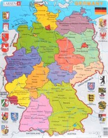 LARSEN Puzzle Německo - politická mapa (anglicky) 48 dílků