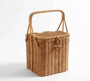 Handwoven Wicker Picnic Basket &amp; Wine Caddy