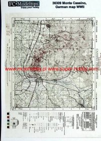 Self adhesive paper base, German map of Monte Cassino WWII
