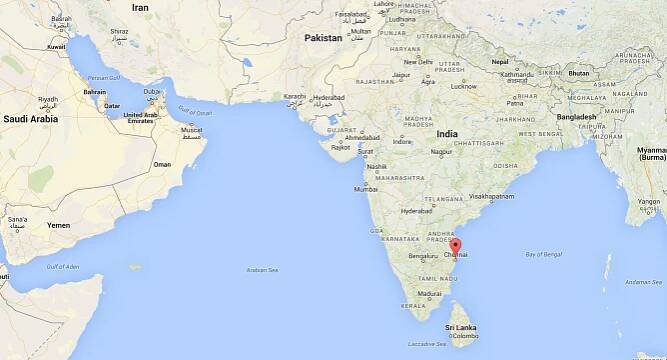 Madras v indii mapě