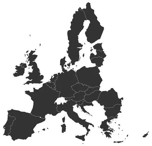 Mapa Evropy s tmavě šedými členskými státy EU před Brexit. Vektorová ilustrace. Zjednodušená Mapa Evropské unie — Ilustrace