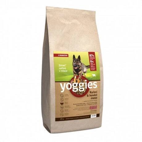 20kg Yoggies Kuřecí&hovězí maso, granule lisované za studena s probiotiky