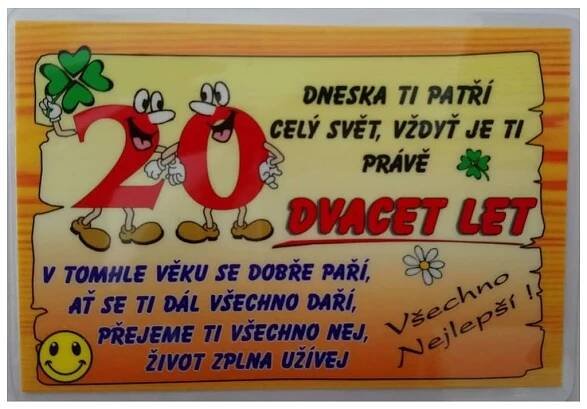 Vtipné přání k narozeninám - 20 let