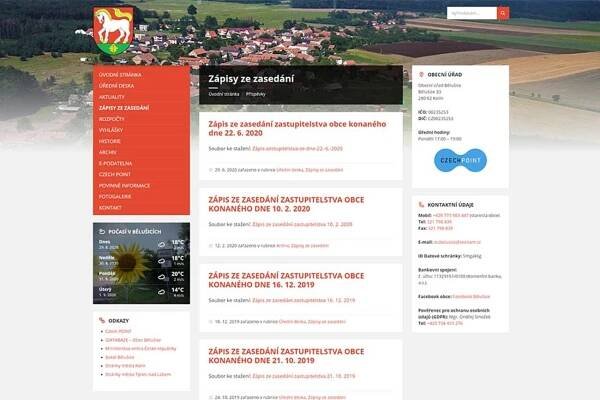 Tvorba webových stránek Obec Bělušice Kolín | Intersite.cz