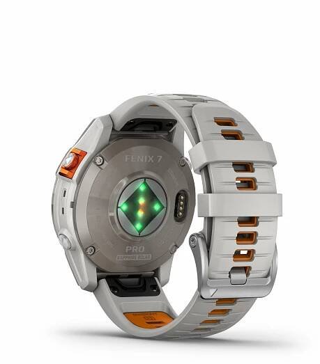 Garmin Fēnix 7 Pro Sapphire Solar Edition Titanium s řemínkem Fog Gray / Ember Orange 010-02777-21