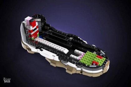 Tamás Borján placed bricks with their tops facing outwards, allowing for many options to represent the detailing | LEGO Air Jordan 11 | Tamás Borján | STIRworld