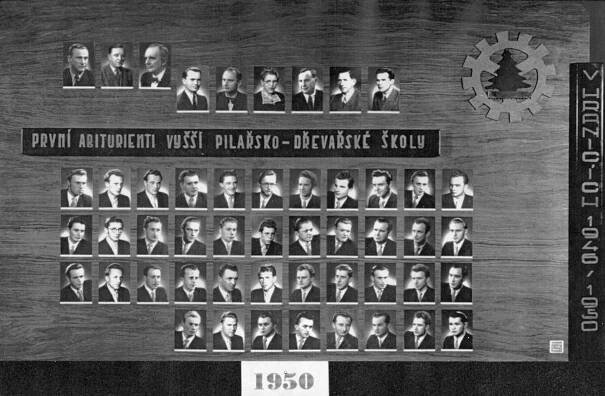 SLŠ - rok ukončení 1950 pilařskodřevařská vyšší škola