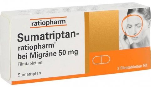 Sumatriptan-ratiopharm pro migrény 50 mg filmu Drawn., 2 ks