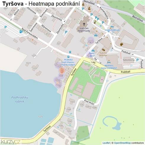 Mapa Tyršova - Firmy v ulici.